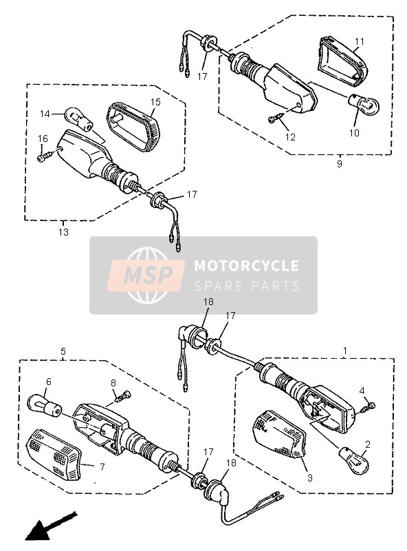 Yamaha XJR1200 1996 Luz intermitente para un 1996 Yamaha XJR1200