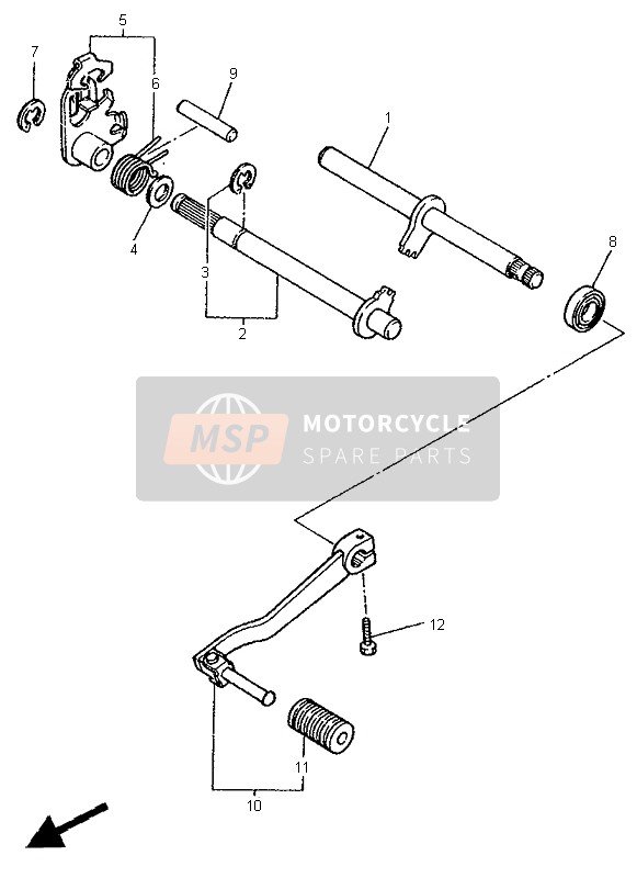 Yamaha XT600E 1996 Arbre de changement de vitesse pour un 1996 Yamaha XT600E