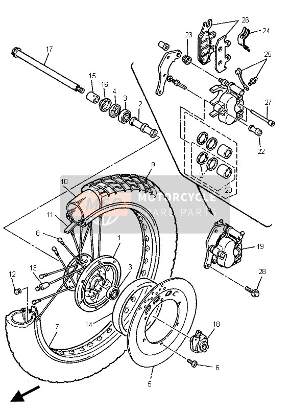 Yamaha XT600E 1996 Front Wheel for a 1996 Yamaha XT600E