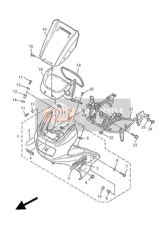 Yamaha XJ900S DIVERSION 2000 Cubierta 1 para un 2000 Yamaha XJ900S DIVERSION