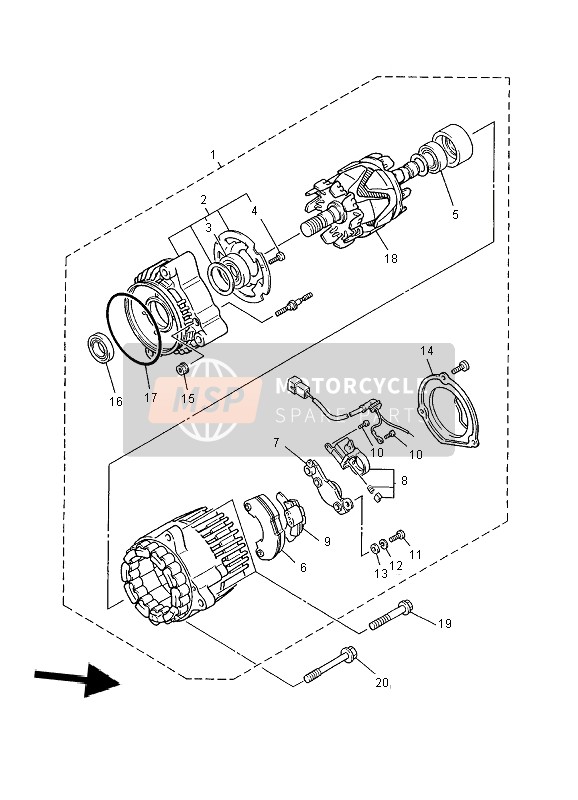 Yamaha XJ900S DIVERSION 2000 Generator voor een 2000 Yamaha XJ900S DIVERSION