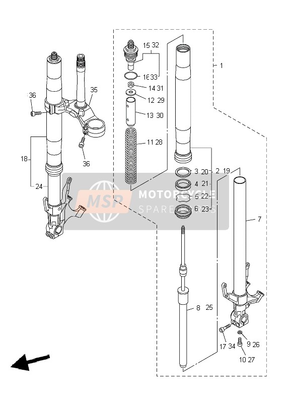 Yamaha YZF-R1 2004 Front Fork for a 2004 Yamaha YZF-R1