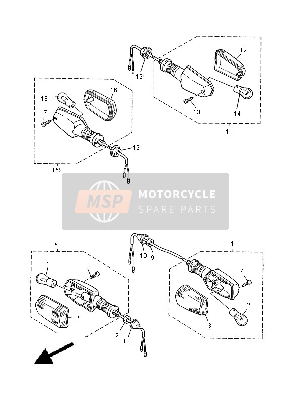 Yamaha XJ900S DIVERSION 2000 Luce lampeggiante per un 2000 Yamaha XJ900S DIVERSION