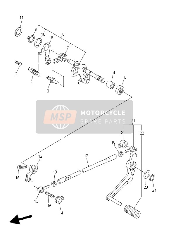 Yamaha YZF-R6 2004 Shift Shaft for a 2004 Yamaha YZF-R6