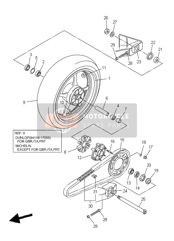 Yamaha YZF-R6 2004 Rear Wheel for a 2004 Yamaha YZF-R6