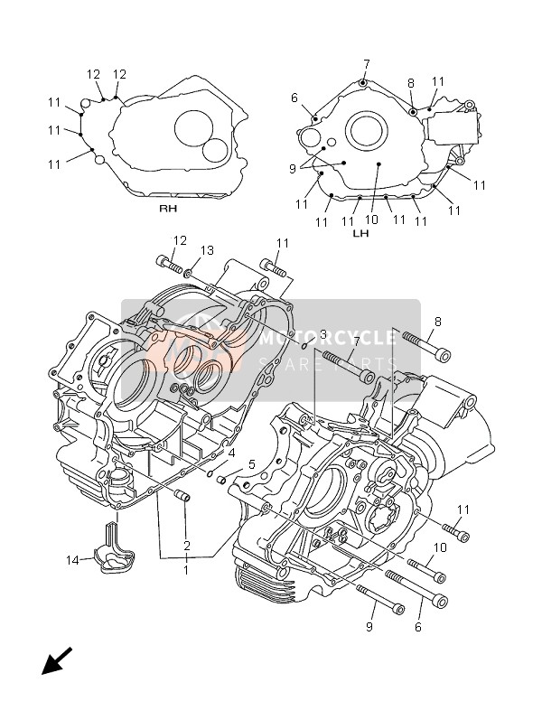 Yamaha BT1100 BULLDOG 2005 Crankcase for a 2005 Yamaha BT1100 BULLDOG