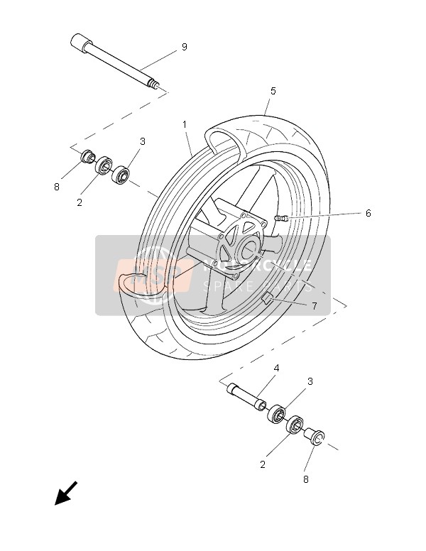 Yamaha BT1100 BULLDOG 2005 Front Wheel for a 2005 Yamaha BT1100 BULLDOG