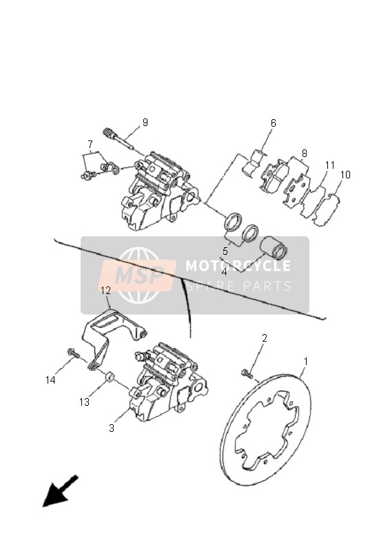 Yamaha DT125RE 2005 Étrier de frein arrière pour un 2005 Yamaha DT125RE