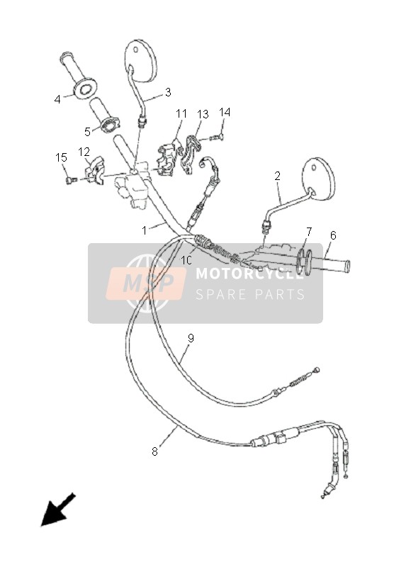 Yamaha DT125RE 2005 Poignée de direction & Câble pour un 2005 Yamaha DT125RE