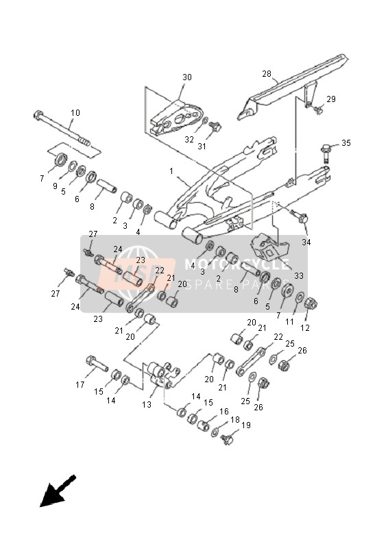 Yamaha DT125X 2005 Brazo trasero para un 2005 Yamaha DT125X