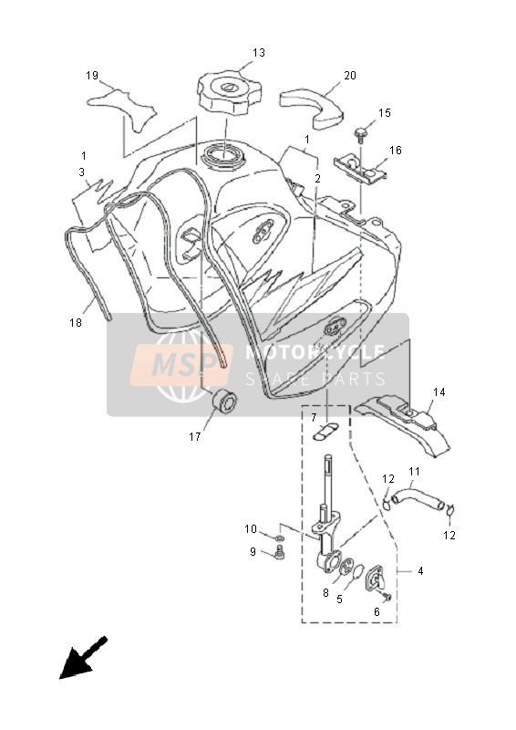 Yamaha DT125X 2005 Réservoir d'essence pour un 2005 Yamaha DT125X