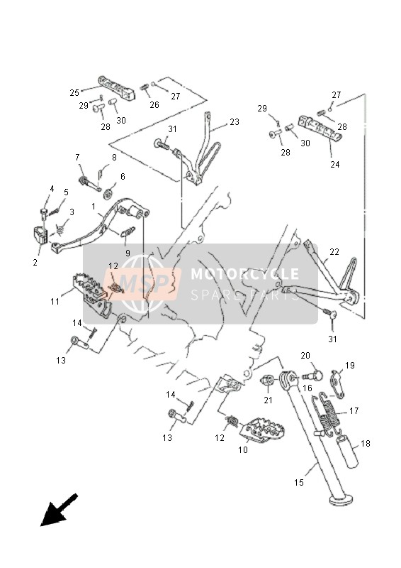 Yamaha DT125X 2005 Supporter & Repose Pieds pour un 2005 Yamaha DT125X