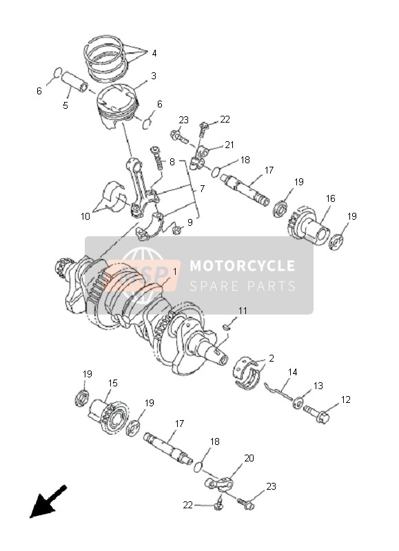 Yamaha FJR1300 2005 Crankshaft & Piston for a 2005 Yamaha FJR1300