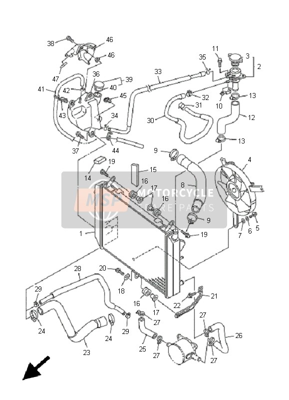 Yamaha FJR1300 2005 Radiator & Slang voor een 2005 Yamaha FJR1300