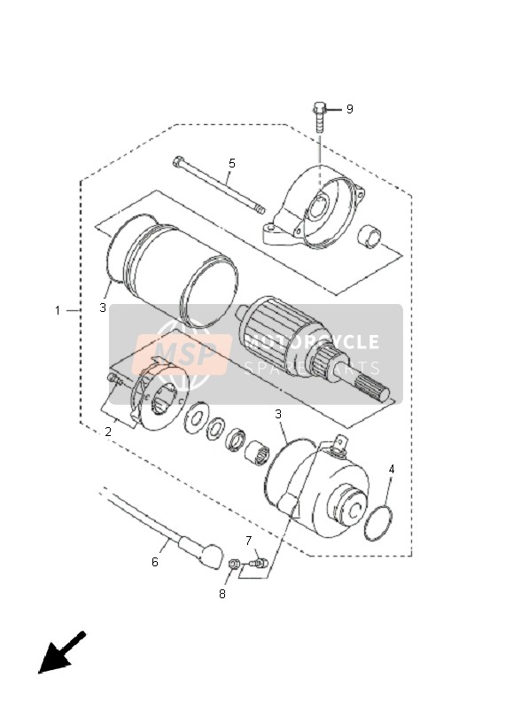 Yamaha FJR1300 2005 Startend Motor 4 voor een 2005 Yamaha FJR1300