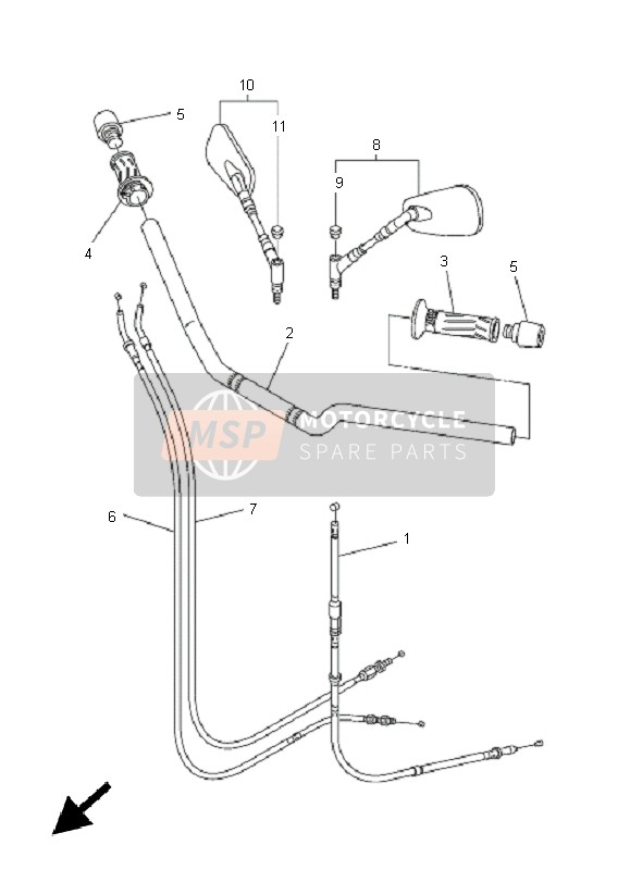 Yamaha FZ6-N 2005 LENKHANDGRIFF & KABEL für ein 2005 Yamaha FZ6-N