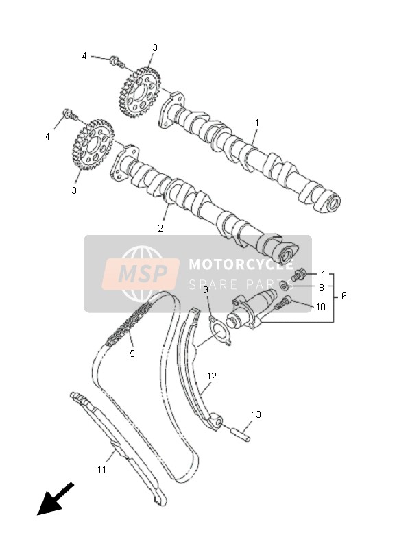 Yamaha FZ6-NS 2005 NOCKENWELLE & STEUERKETTE für ein 2005 Yamaha FZ6-NS