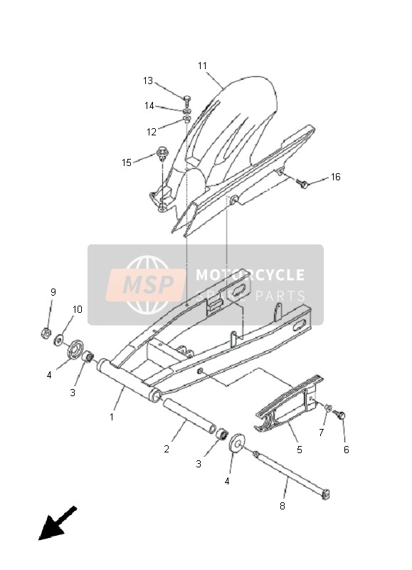 Yamaha FZ6-NS 2005 Braccio posteriore per un 2005 Yamaha FZ6-NS