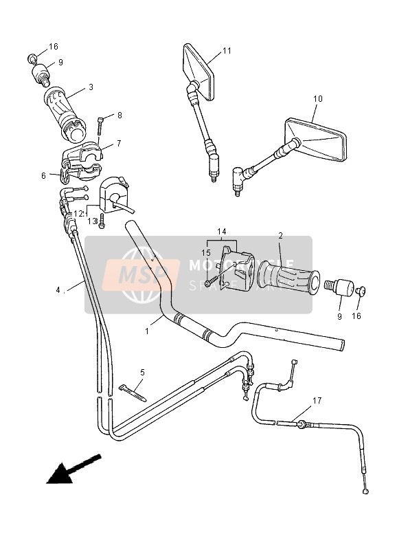 Yamaha XJR1300 2000 LENKHANDGRIFF & KABEL für ein 2000 Yamaha XJR1300