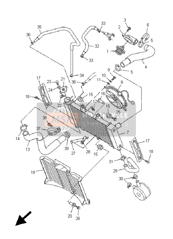 Yamaha FZ6-S 2005 Radiador & Manguera para un 2005 Yamaha FZ6-S