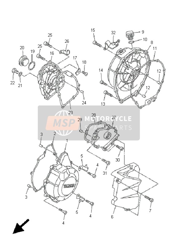 Yamaha FZ6-S 2005 Crankcase Cover 1 for a 2005 Yamaha FZ6-S