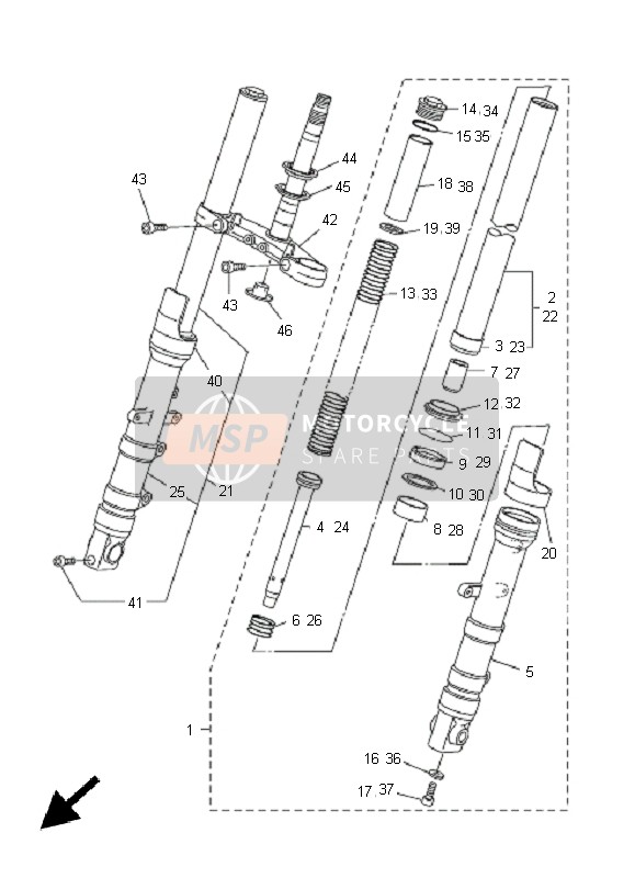 Yamaha FZ6-S 2005 Forcella anteriore per un 2005 Yamaha FZ6-S