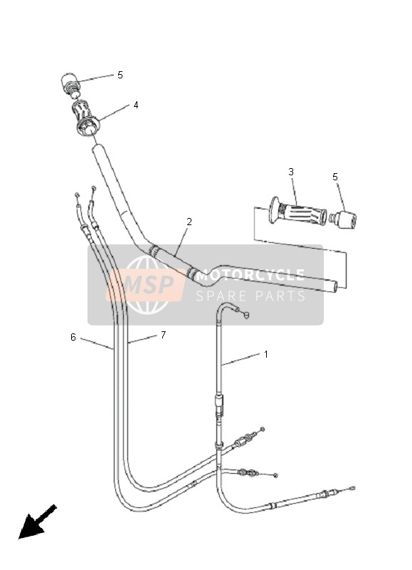 Yamaha FZ6-S 2005 Manija de dirección & Cable para un 2005 Yamaha FZ6-S