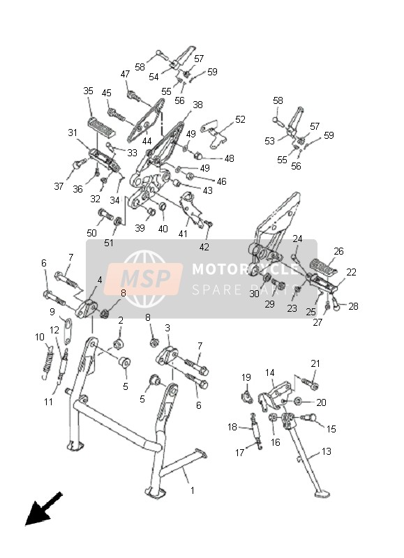 Yamaha FZ6-S 2005 Stand & Footrest for a 2005 Yamaha FZ6-S