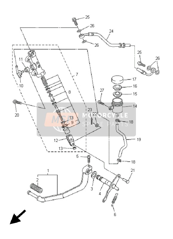 Yamaha FZ6-S 2005 Rear Master Cylinder for a 2005 Yamaha FZ6-S