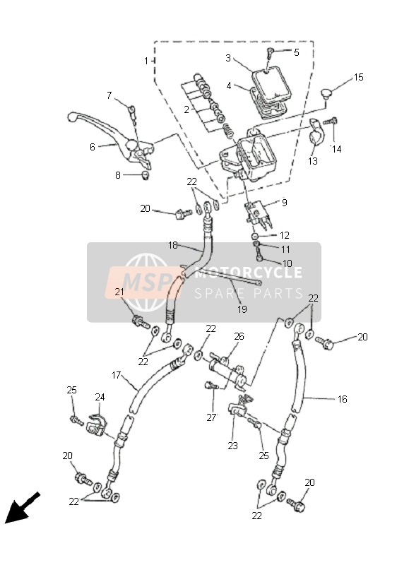 Yamaha FZS1000-S FAZER 2005 Pompa freno anteriore per un 2005 Yamaha FZS1000-S FAZER