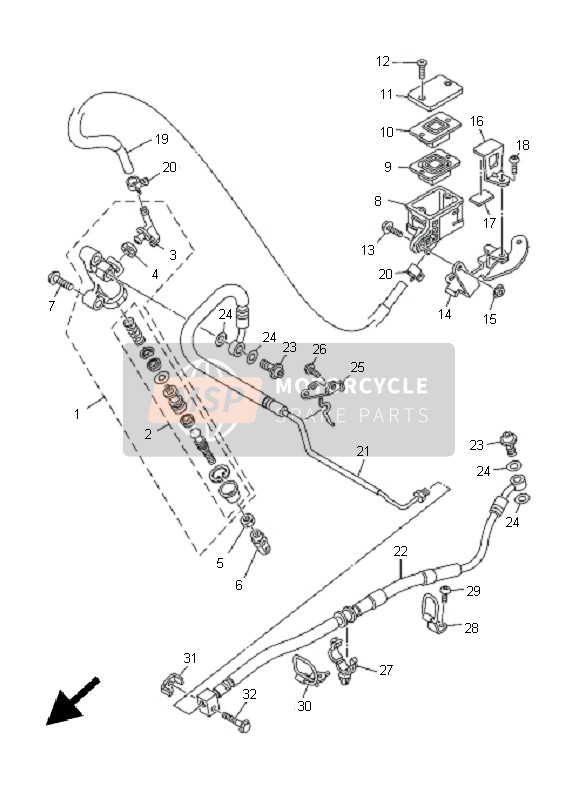 Yamaha MT01 2005 HAUPTZYLINDER HINTEN für ein 2005 Yamaha MT01