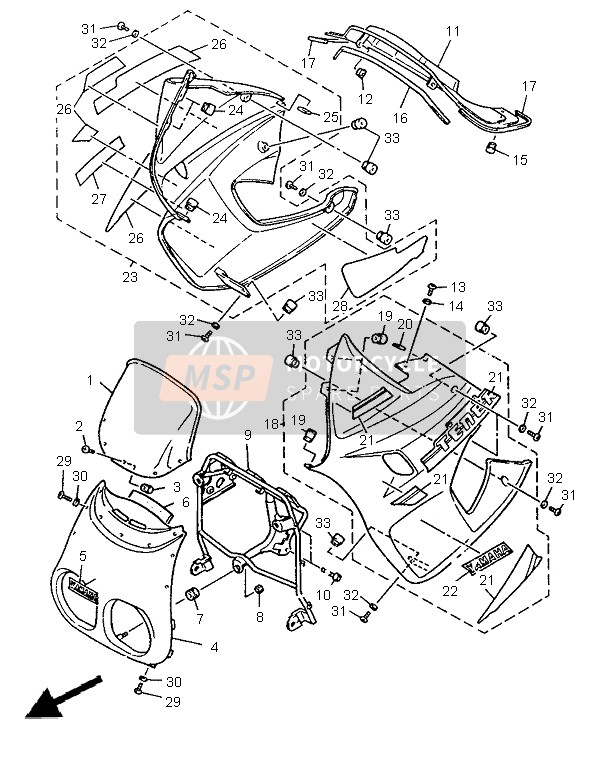 Yamaha XTZ660 TENERE 1996 Cowling 1 for a 1996 Yamaha XTZ660 TENERE