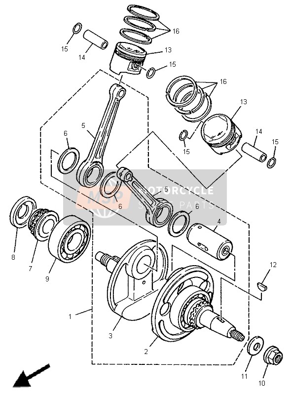 Yamaha XV250 VIRAGO 1996 Crankshaft & Piston for a 1996 Yamaha XV250 VIRAGO