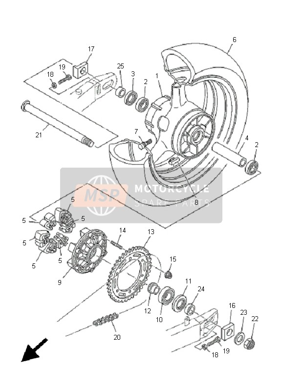 Yamaha TDM900 2005 Ruota posteriore per un 2005 Yamaha TDM900