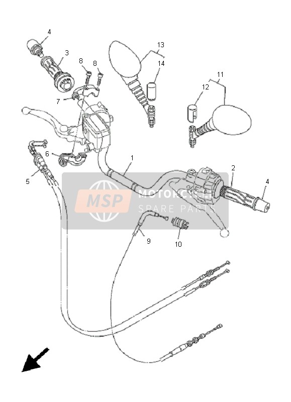 Yamaha TDM900 2005 LENKHANDGRIFF & KABEL für ein 2005 Yamaha TDM900