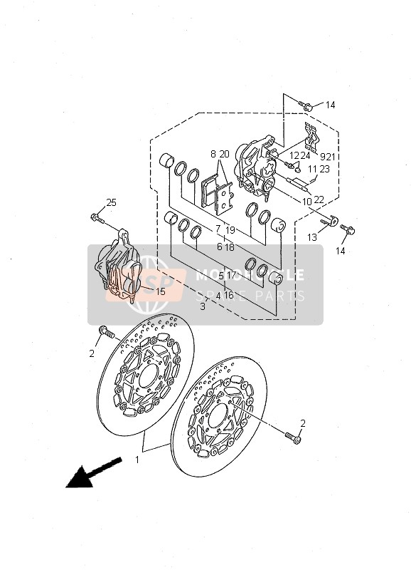 Yamaha FZS600 2000 Front Brake Caliper for a 2000 Yamaha FZS600