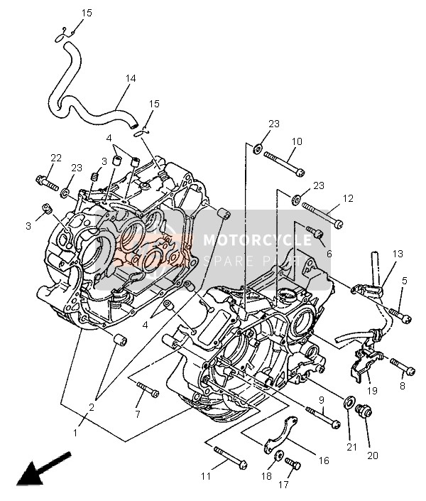 Yamaha XV250 VIRAGO 1996 Crankcase for a 1996 Yamaha XV250 VIRAGO