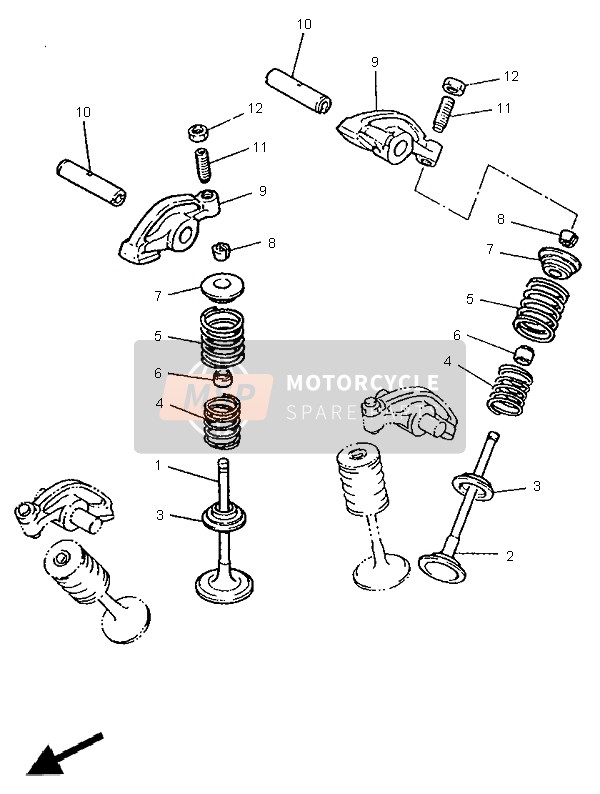 Yamaha XV535-S VIRAGO 1996 Soupape pour un 1996 Yamaha XV535-S VIRAGO
