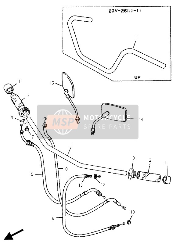 Yamaha XV535-S VIRAGO 1996 Steering Handle & Cable for a 1996 Yamaha XV535-S VIRAGO