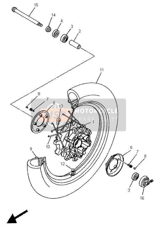 Yamaha XV750 VIRAGO 1996 Front Wheel for a 1996 Yamaha XV750 VIRAGO