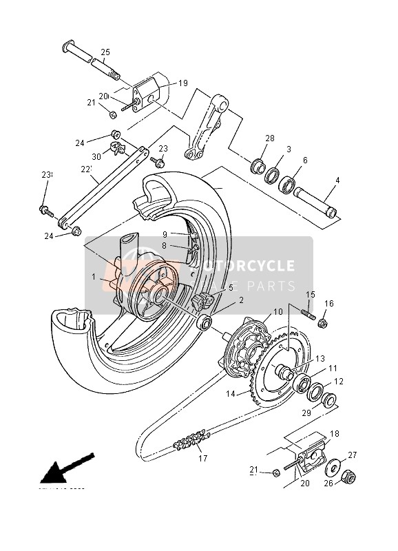 Yamaha XJR1300SP 2000 Ruota posteriore per un 2000 Yamaha XJR1300SP