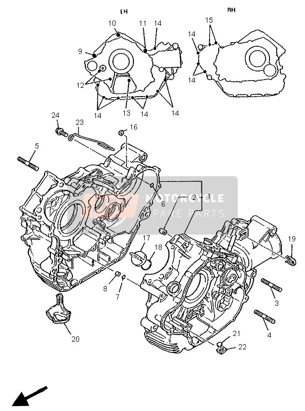 Yamaha XV1100 VIRAGO 1996 Crankcase for a 1996 Yamaha XV1100 VIRAGO