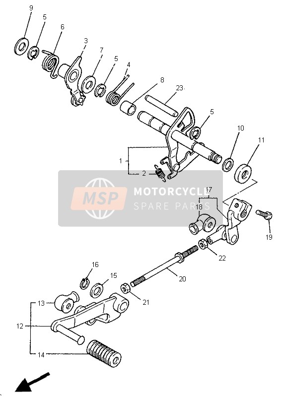 Yamaha XV1100 VIRAGO 1996 Shift Shaft for a 1996 Yamaha XV1100 VIRAGO