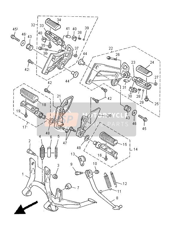 Yamaha XJR1300SP 2000 Supporter & Repose Pieds pour un 2000 Yamaha XJR1300SP