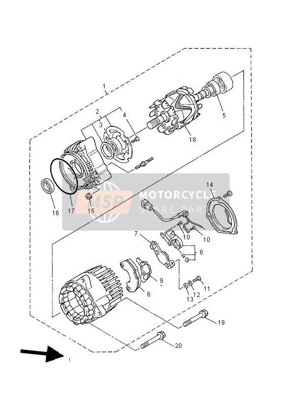 Yamaha XJR1300SP 2000 GENERATOR für ein 2000 Yamaha XJR1300SP