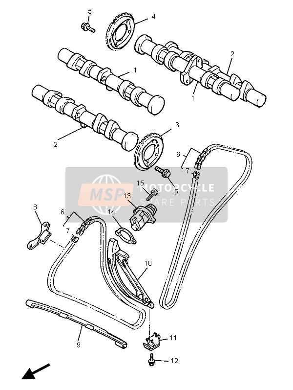 Yamaha XVZ1300 ROYALSTAR 1996 Camshaft & Chain for a 1996 Yamaha XVZ1300 ROYALSTAR