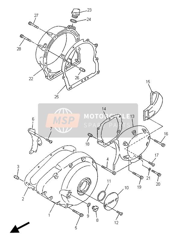 Yamaha XVZ1300 ROYALSTAR 1996 Crankcase Cover 1 for a 1996 Yamaha XVZ1300 ROYALSTAR