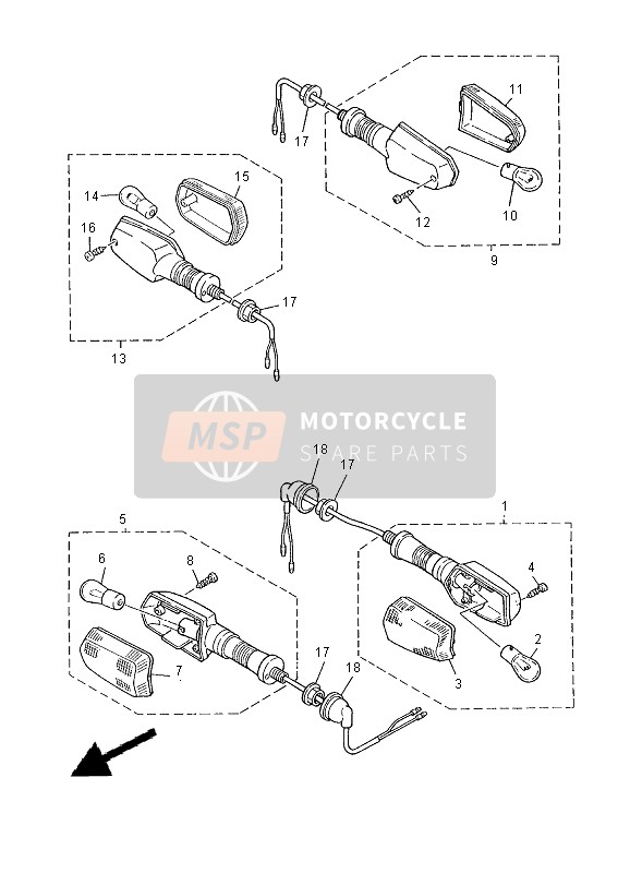 Yamaha XJR1300SP 2000 Flasher Light for a 2000 Yamaha XJR1300SP