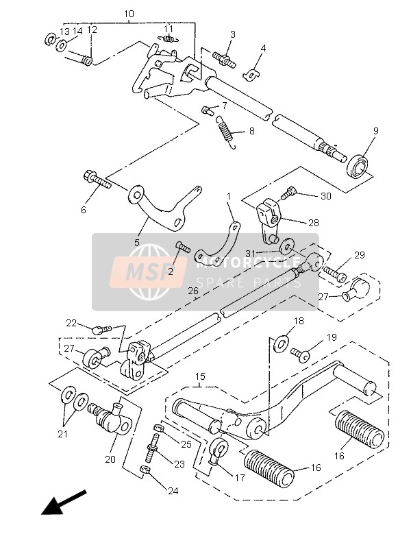 Yamaha XVZ1300 ROYALSTAR 1996 Shift Shaft for a 1996 Yamaha XVZ1300 ROYALSTAR