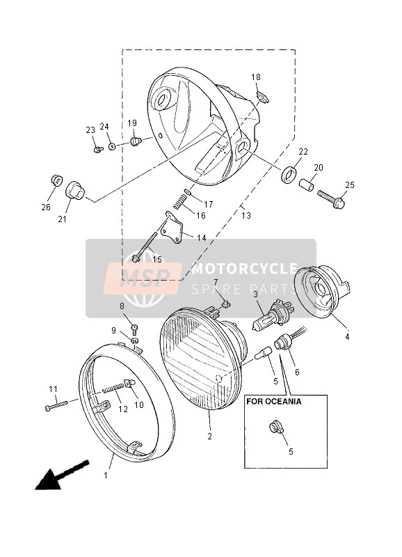 Yamaha XJR1300SP 2000 Phare pour un 2000 Yamaha XJR1300SP